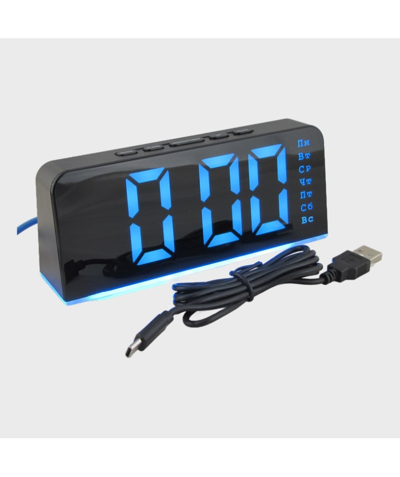 Часы-будильник электронные RE-8033 синяя подсветка