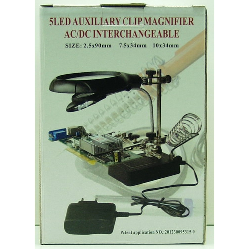 Лупа (90) на подст. с зажим. №16129C (3AA/cетев.) 5 ламп