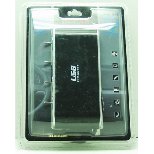Разветвитель прикурив. (4 вых.+USB) WF-089 (0307) авто с выключ.